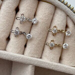 NWT Penelope Cross Earrings // 10kt Italian Solid Gold + CZ (Yellow Gold)